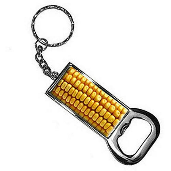 Corn Cob Kernels Keychain Key Chain Ring Bottle Bottlecap Opener