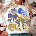 thumbnail image 1 of Cheer Coquette Sweatshirt, Blue Gold Cheer Mom Sweatshirt, Cheerleading Sweatshirt, Preppy Cheerleader Coquette Bow Sweatshirt, Cheer Season Sweatshirt, 1 of 5