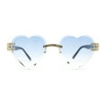 thumbnail image 2 of Womens Rimless Rhinestone Jewel Heart Shape Luxury Sunglasses Gold - Blue, 2 of 4