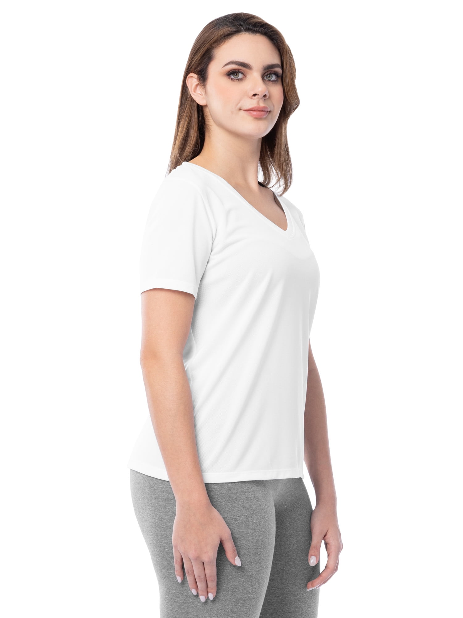 Athletic Works Women's Active Texture Knit V-Neck Tee, Sizes XS-XXXL