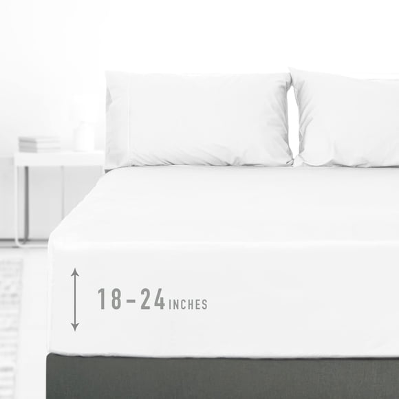 sunflower Extra Deep Pocket Queen Sheet Sets Fits 18"-24" in Deep Mattress -100% Cotton Queen Sheet Set, White Hotel Luxury Soft