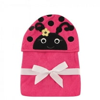 Hudson Baby Infant Girl Cotton Animal Face Hooded Towel, Ladybug, One Size