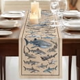 thumbnail image 3 of Table Runners 48 Inches Long Dress Scarves, Ocean Sharks Farmhouse Kitchen/Dining Table Runner, Short Coffee Tablerunners, Vintage Coastal Underwater Animals Brown 13x48 Inch, 3 of 9