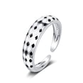 thumbnail image 1 of Black and White Checkerboard Ring Adjustable Open Ring Birthday, Wedding, Fits Sizes 5-11, 1 of 5