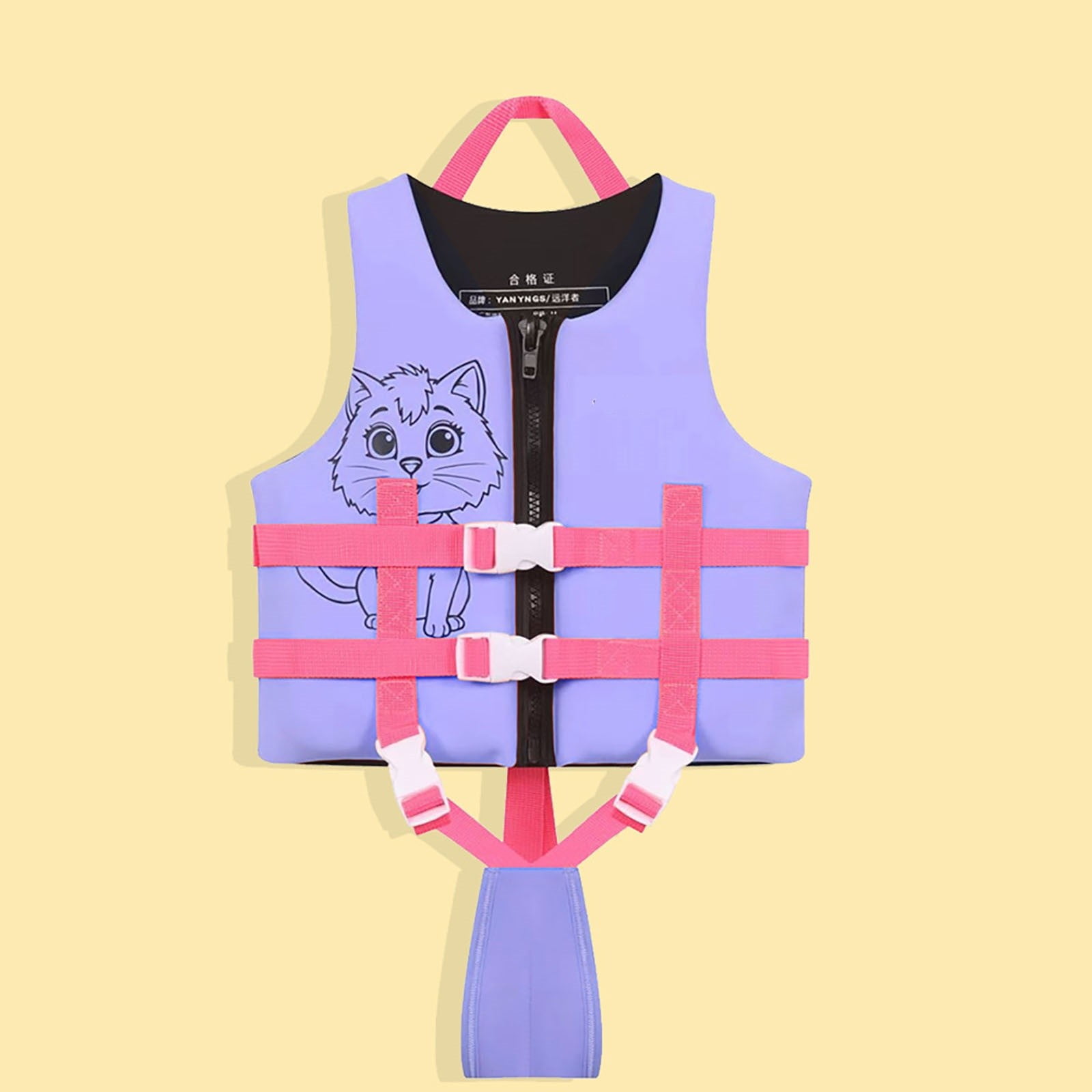 Toddler Swim Vest Life Jacket High Buoyancy Swimsuit Cat Pattern Gear For Rafting Surfing Anti Drowning Training Vest Life Vest For Kids Purple 5 Y-7 Y