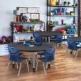 thumbnail image 2 of Regency Kee 48 in. Round Adjustable Classroom Table- Grey & 4 Andy 12 in. Stack Chairs- Blue & Grey Base, 2 of 6