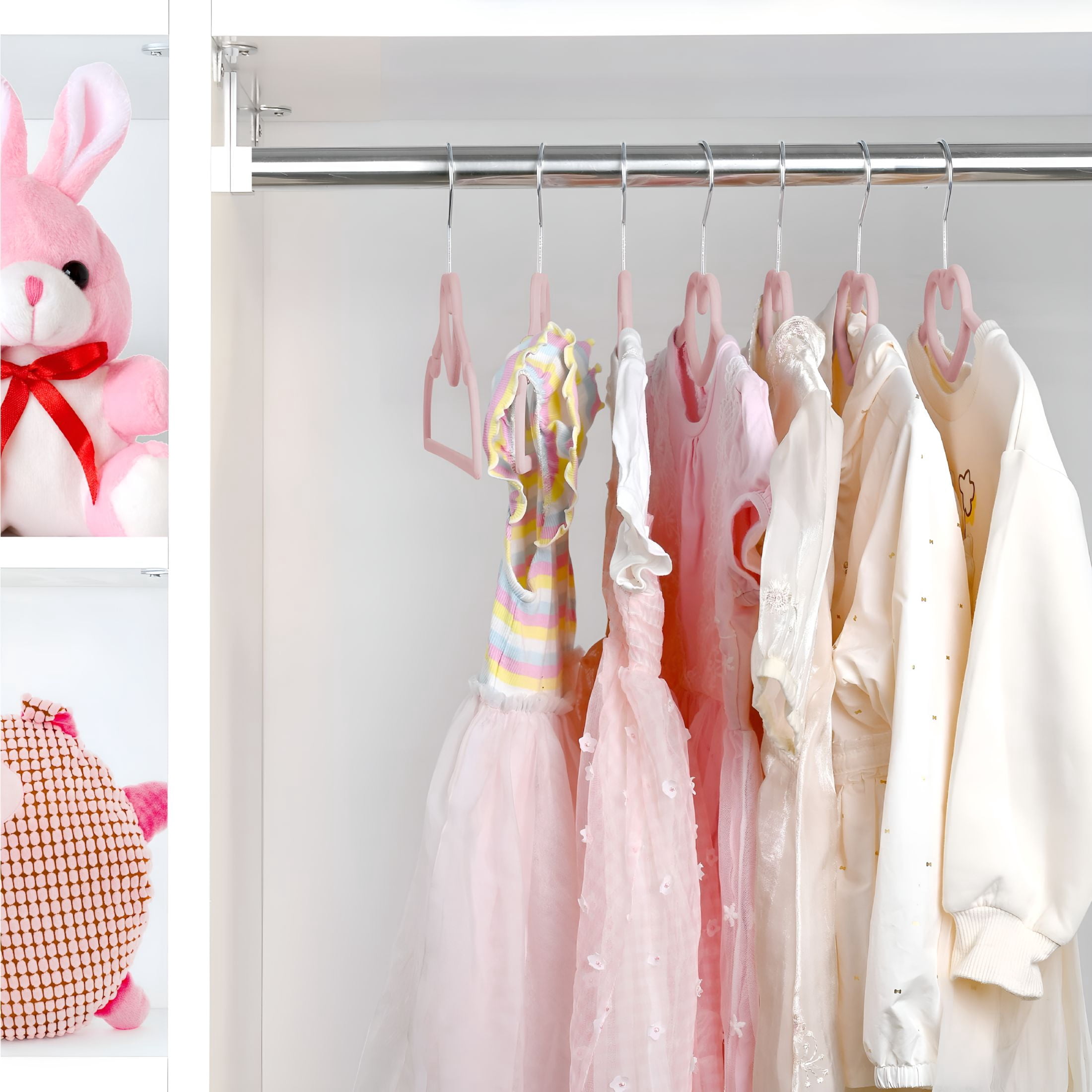 XIBUFE 2026 New 50Pcs Kids Hangers,Premium Velvet Strong&Durable Baby Hangers,Non-Slip Toddler Hanger,Baby Clothes Hangers with 360°Swivel Hook,12.8”Children Hangers,Ultra Slim&Stackable Space Saving