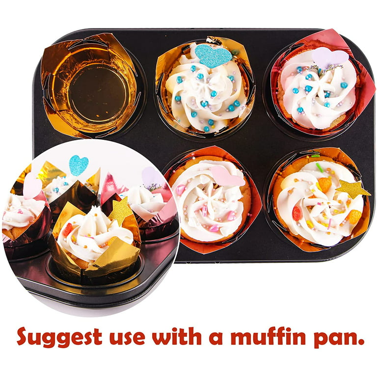 STANDARD Foil Cupcake Liners / Baking Cups – 50 ct – SHINY GOLD – Cake  Connection