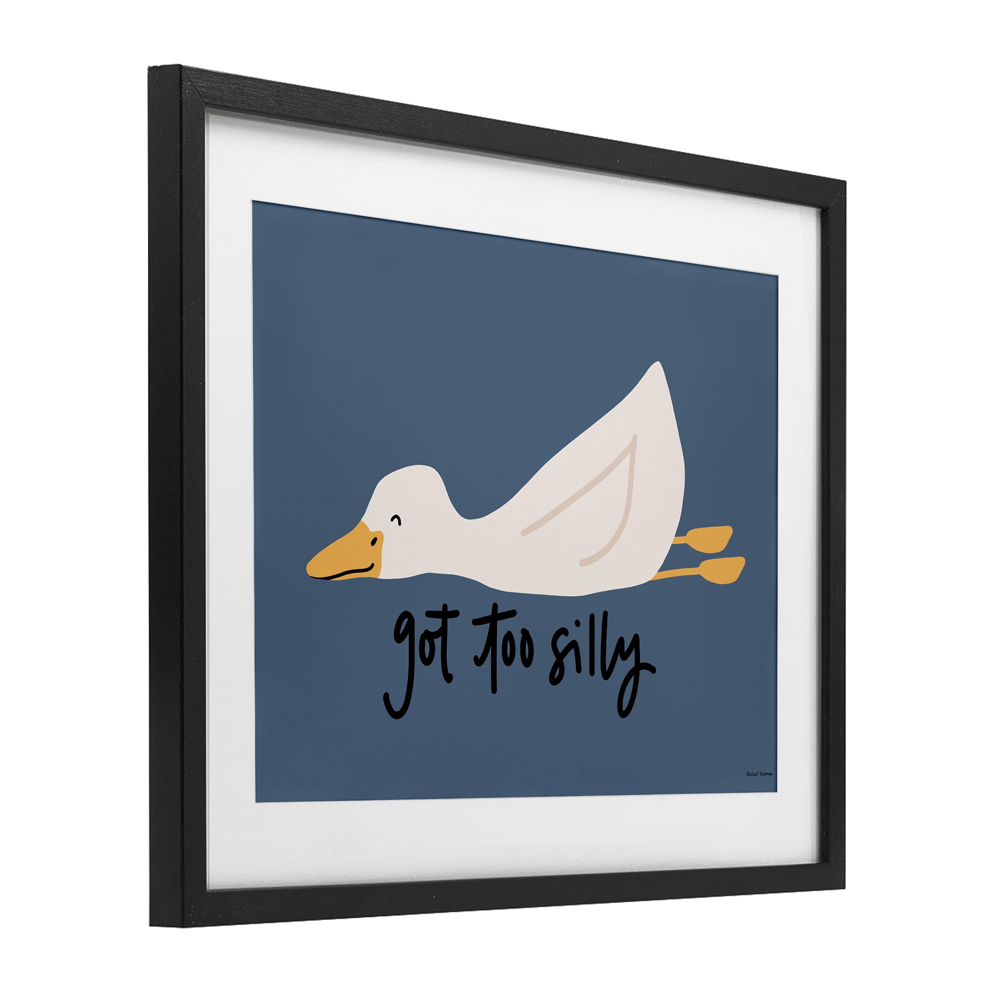 Stupell Industries Got Too Silly Duck Black Framed Print Under Glass, design by Rachel Nieman