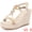 Beige, variant on Women's Stylish Bohemia Pull on Platform Wedge Heel Sandals Black-2 8.5