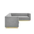 thumbnail image 3 of Inspired Home Anniston Velvet Upholstered Corner Sectional Sofa, Gold Base, Left Facing, Grey, 3 of 7