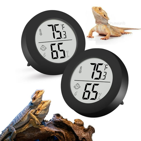 Reptile Tank Accessories, 2 Pack Bearded Dragon Tank Thermometer Humidity Gauge for Leopard Gecko, Jumping Spider, Snake, Gecko, Ball Python, Lizard