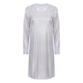 thumbnail image 3 of Zaldita Women Shiny Metallic Long Sleeves T-shirt Dress Loose Fit Bodycon Mini Dress Club Party Short Silver 180, 3 of 7