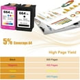 thumbnail image 2 of 664XL High Yield Ink Cartridges, Compatible for Deskjet Ink Advantage 1115 2135 2138 2675 2676 3635 3638 3835 4535 5075 5078 5275 5278 Printers - Estimated Yield 600 Pages (1 Black+1 Tri-Color), 2 of 4