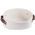 thumbnail image 4 of Cesta de Almacenamiento - Asa de Cuero Beige - Pequeña Adepaton WMZL-2082-3, 4 of 9