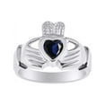 thumbnail image 1 of RYLOS Rings Sterling Silver Claddah Love, Loyalty & Friendship Heart 6MM Gem Irish Wedding Band Claddagh Rings September Sapphire Jewelry Size 7, 1 of 6