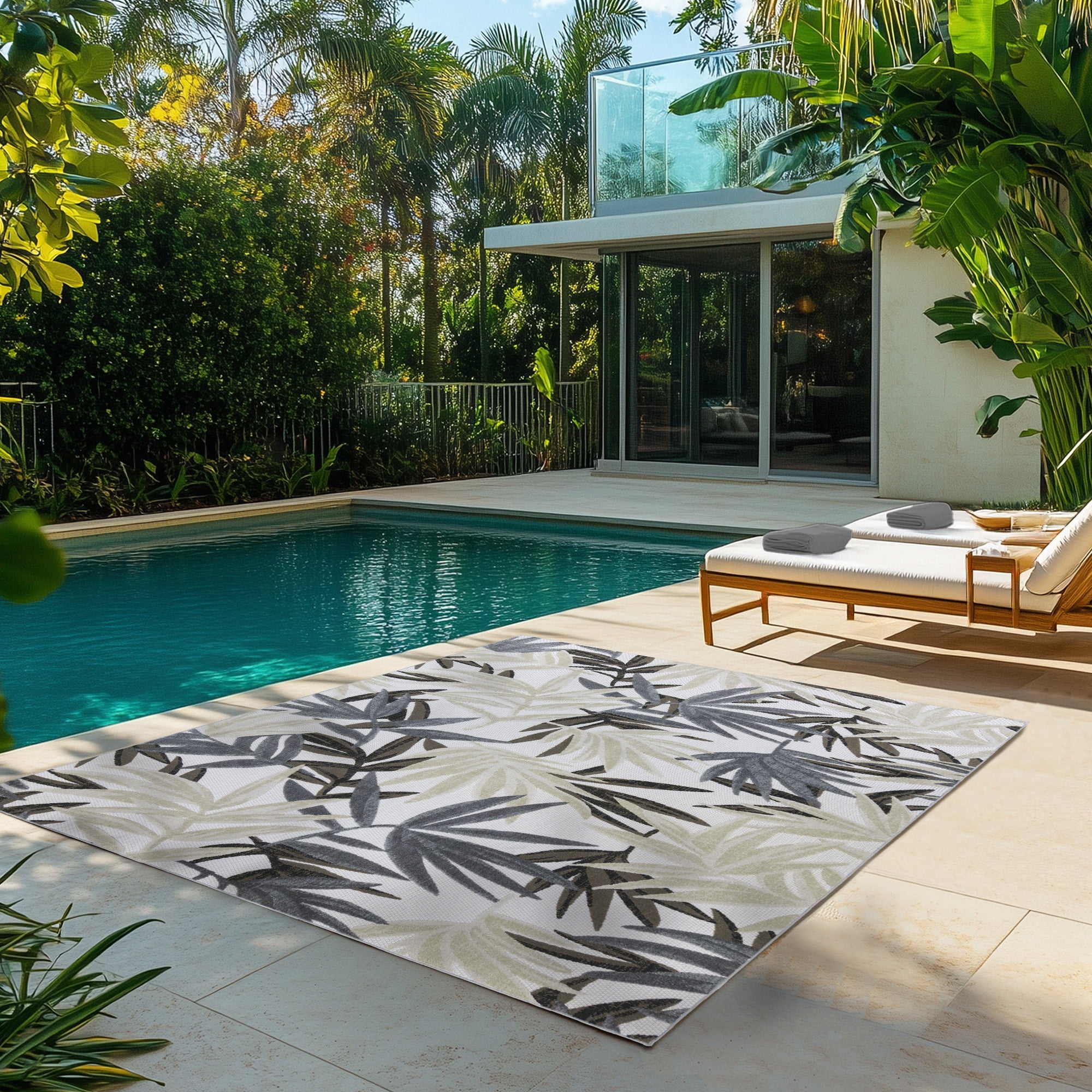 Kalari Isla Indoor/ Outdoor Polypropylene Ivory Flat Weave Area Rug, 6x9