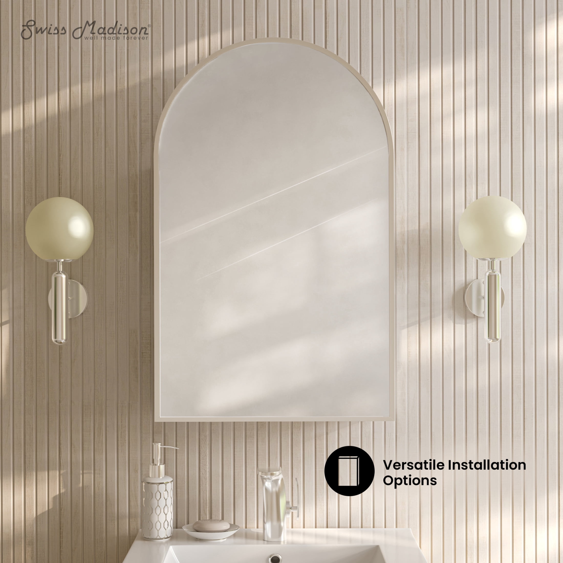 Porte 20 x 30 Arched Recessed/Wall Mount Medicine Cabinet with Mirror in Chrome