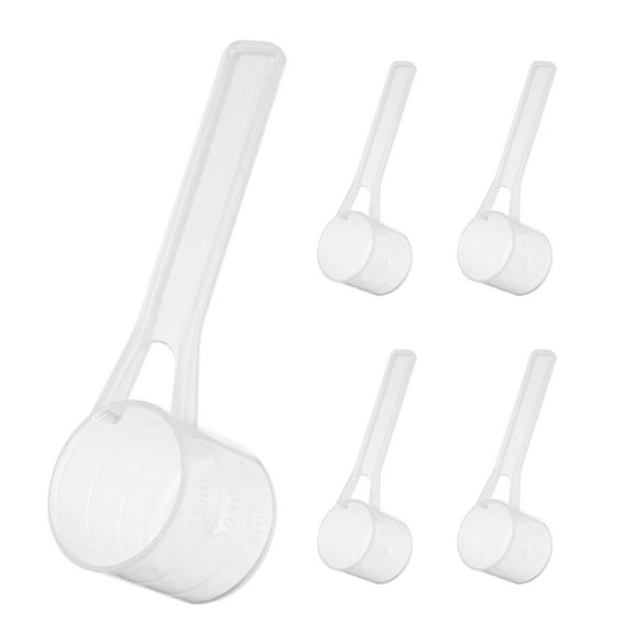 5 Pcs Measuring Spoon with Short Handle, Teaspoon (15 ML) with Graduations Plastic Scoops, Transparent