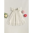 thumbnail image 3 of Kmbangi Robe à Manches Volantées en Tulle Superposé à Décor Floral Princesse Décontractée Fête pour Tout-Petits Enfants Filles Été 9M-5Y, 3 of 9