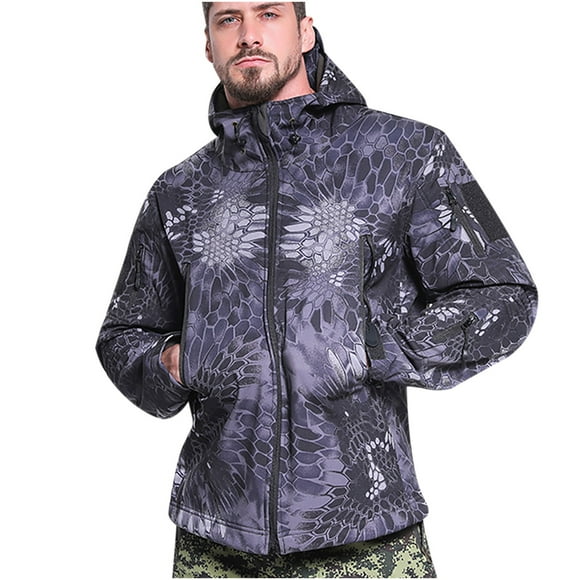 jovati Fleece Mens Jacket Mens Warm Fleece Waterproof Shark Skin Soft Shell Outdoor Jacket Camouflage