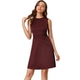 thumbnail image 1 of Vestido De Tweed A Cuadros Sin Mangas Para Mujer Vestidos De Trabajo De Pata De Gallo Entallados Y Acampanados BorgoÃ±a-B XS Unique Bargains Oficina De Citas Patinador Damas Cortas Dama Elegante, 1 of 6