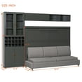 thumbnail image 3 of Harper & Bright Designs Full Murphy Bed Wall Bed with Sofa, Full Size Cabinet Bed Folding Wall Bed with Storage Shelves USB & Light for Guest Room Office, Gray, 3 of 17