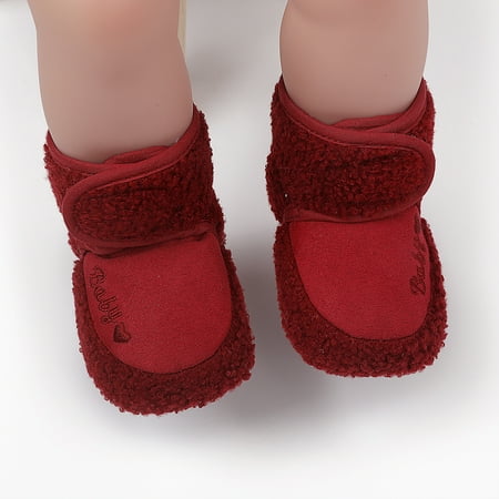 

Aayomet Baby Booties Cute Baby Cartoon Plush Cotton Toddler Shoes Anti-Slip Soft Sole Booties Shoes for 0-18Months Baby Boys Girls Red One Size