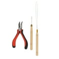 Hair Extension Tool Kit Plier Crochet Hook Pulling Needle Silicone Link
