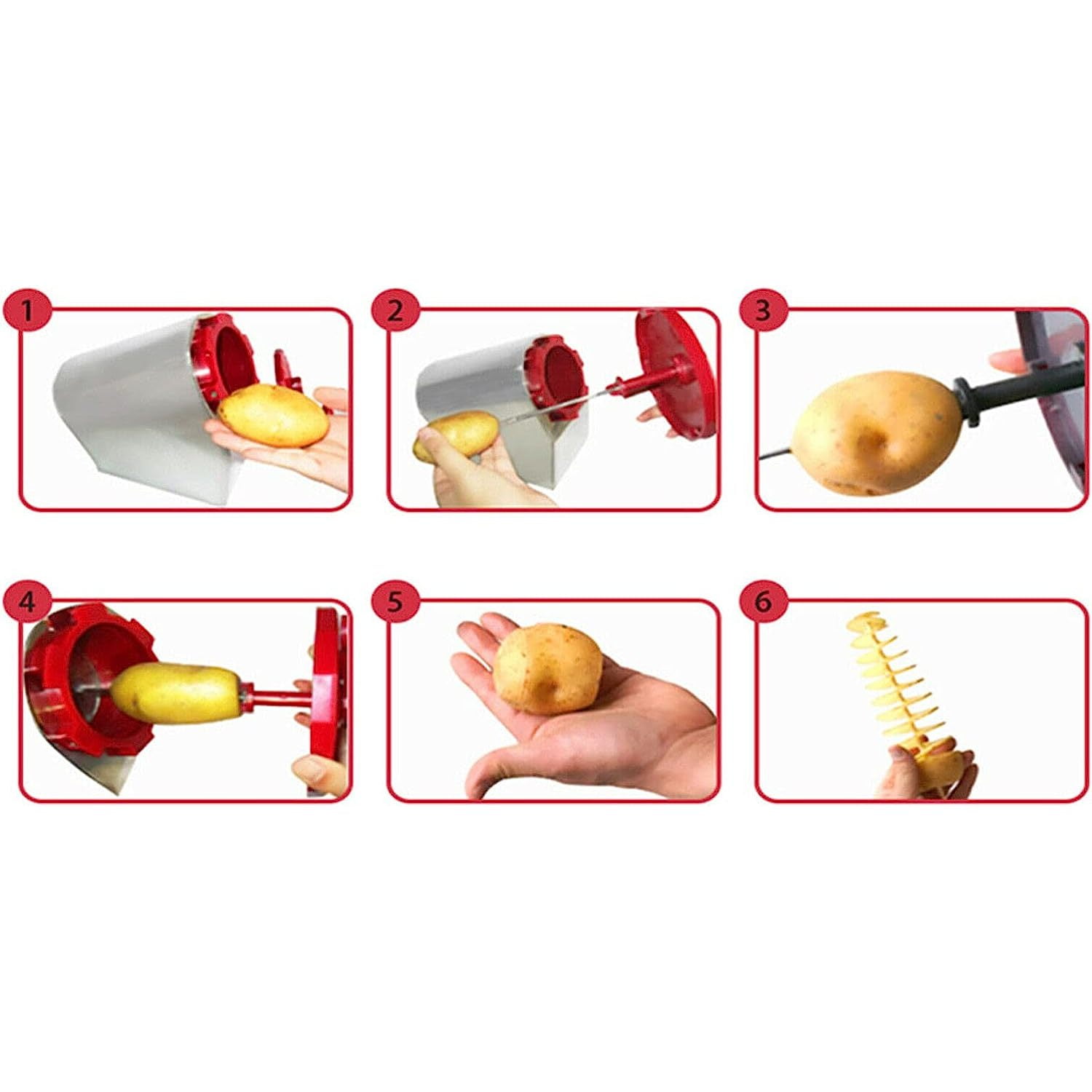 Travelwant 3 in 1 Manual Tornado Potato Slicer Spiral Potato Cutter Twisted Potato Slicer Spiral Twister Cutter Thicker Stainless Steel Vegetables