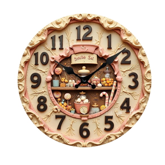 lingqin Horloge Murale Silencieuse, Ronde et Contemporaine, Décorative, à Accrocher dans la Cuisine Ou Style C