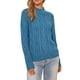 thumbnail image 2 of Suéter de punto de cuello redondo tejido de manga larga INSPIRE CHIC para mujer, color gris azul, talla XL, 2 of 6