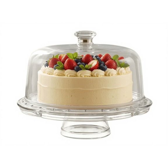 Multifunctional Cake Stand with Lid, Clear Plastic Cupcake Display for Parties, 1 Piece