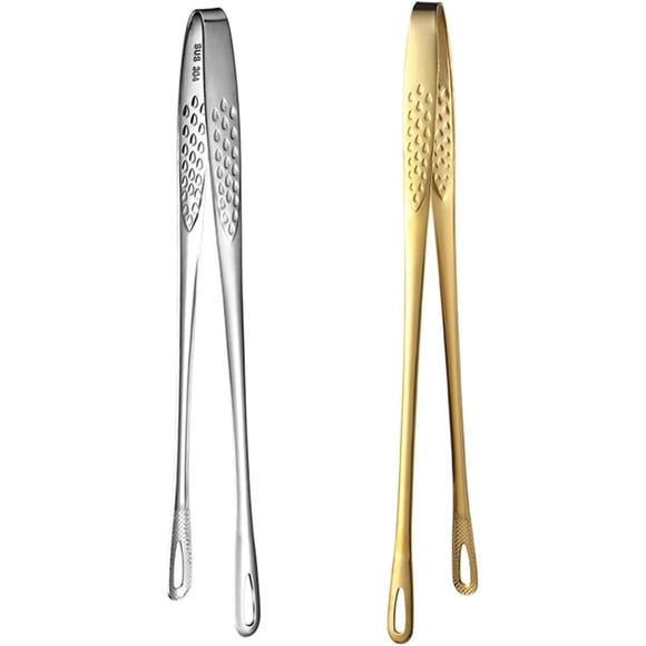 Angzhili 2 Pack Korean Barbecue Tongs,Stainless Steel Barbecue Clip Grill Tongs,Food Tongs,Bread Clip,Meat Tongs,Ice Tongs,Kitchen Tongs for Cooking,Salads,Grilling,Flipping