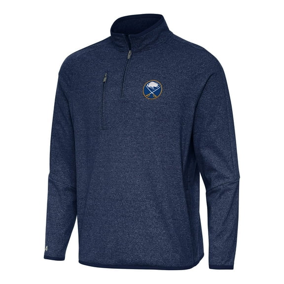 Men's Antigua Heather Navy Buffalo Sabres Certain Quarter-Zip Tri-Blend Sweatshirt