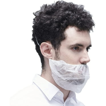 ProtectX Disposable Beard Covers Protector, Disposable Bouffant Beard Net 19x9 inch - White 100 Pack