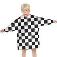 thumbnail image 3 of Black and White Checkered Pattern Blanket Hoodies for Kids 6-13YR Oversize Wearable Blanket Hoodies for Boys Girls Teens, 3 of 7