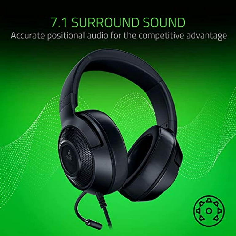  Razer Kraken X USB - Digital Surround Sound Gaming Headset  (Ultra-Light, Surround Sound, Bendable Cardioid Mic, Custom Tuned 40mm  Drivers) Black : Electronics