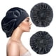 thumbnail image 1 of 2 capó grande de seda satinada para dormir, gorros elásticos de banda ancha para trenzas de mujeres negras, gorros de seda para dormir nocturno para mujeres rizadas y Na, 1 of 5