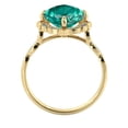 thumbnail image 7 of 1.25 ctw Lab Created Green Emerald Stone Ring with Diamonds 14K Yellow Gold Flower Leaves Halo, 7 of 7