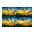 thumbnail image 2 of MKHERT Sunset in Blue Sky in Grass Stained Glass Window Placemats Table Mats for Dining Room Kitchen Table Decoration 12x18 inch,Set of 4, 2 of 4
