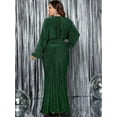 thumbnail image 6 of Women'S Holiday Evening Dress Glitter Long Sleeve V-Neck Slim Long Dress Formal Sequin Prom Gowns Plus Size Green 4XL, 6 of 7