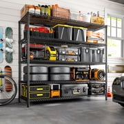 55.2W x 85.8H Wire Shelving Rack 3000Lbs Metal Storage Shelves with Wheels 5 Tier Heavy Duty Storage Rack for Garage Rolling Shelving Unit Adjustable Steel Shelves for Kitchen Pantry, Black