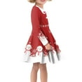 thumbnail image 2 of Renewold Cozy Self Cultivation Red Dresses for Kids Toddler Christmas Snowflake Snowman Long-Sleeve Scoop Neck Girls Dress Size S Winter Outdoor Sundress, 2 of 4