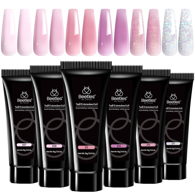 Kit de gel para uñas Beetles Poly Nail Gel 6 colores Rose Love