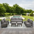 thumbnail image 3 of Bellefurn Luxury Outdoor Wicker Patio Furniture Set,7 Piece Deep Seating Outdoor Conversation Set with Patio Swivel Rocker Patio Chairs,Rattan Couch and Ottomans for Deck Porch Poolside, 3 of 13