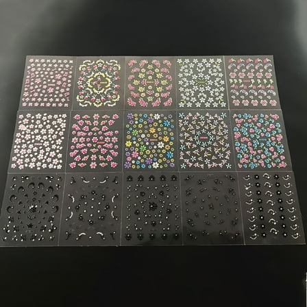 VANIDO 50 Sheets 3D Self-adhesive Nail Art Stickers Set DIY Nail Tip Decal Delicate Manicure Decor for Women Girls Little Flowers