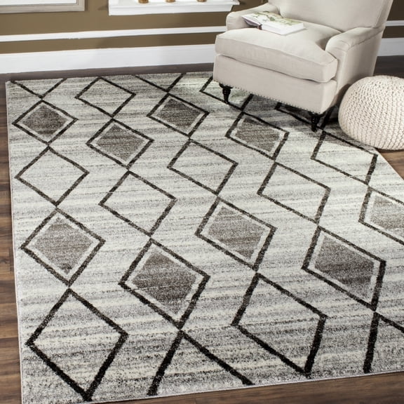 SAFAVIEH Tunisia Parker Geometric Area Rug, Grey/Black, 5'1" x 7'6"