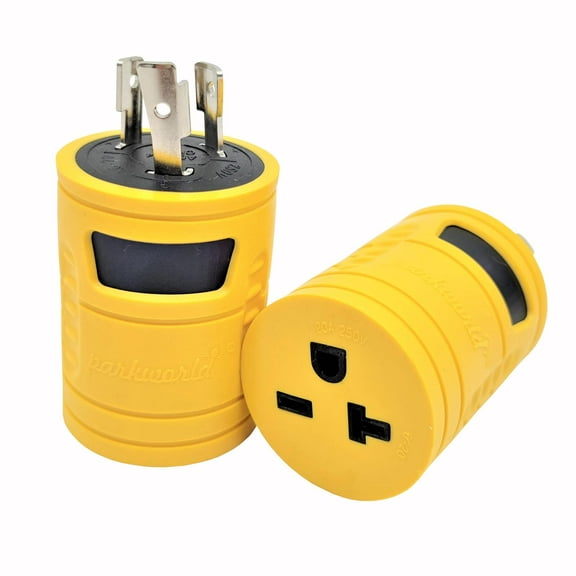 Parkworld 60677 NEMA L6-20P to 6-20R Adapter, Twist Lock L6-20P to 6-15R Plug Adapter (6-20 T-Blade)