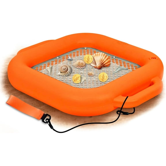 CKG Floating Shark Tooth Sifter for Fossil Hunting and Shark Teeth, Sand Sifter for The Beach with Stainless Steel Mesh & Durable Plastic and Wrist Strap, Orange Color